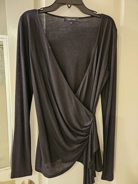 Karen Kane Black Wrap-Style Long Sleeve Top